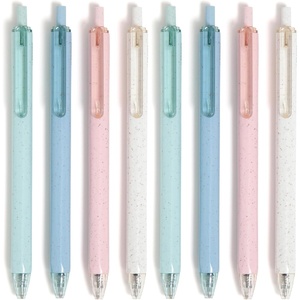 U Brands U-Eco Recycled Gel Pens, Retractable Black Ink Pens, Set of 4, Medium 0.7mm Point, Smooth Writing Gel Ink, Pastel Speckle Barrel, Office School Supplies(1 Count (Pack of 8))