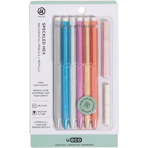 U Brands U-Eco Recycled Mechanical Pencil Set, Bulk Mechanical Pencils 0.7mm, Speckled Hex Brights, Medium Lead, School Supplies, 6 Pack(1 Count (Pack of 6))