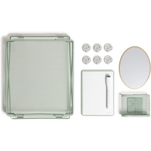 U Brands Urban Garden Locker Accessory Kit, with Magnets, Mirror, Whiteboard, Marker, Organizer, Shelf(Green)