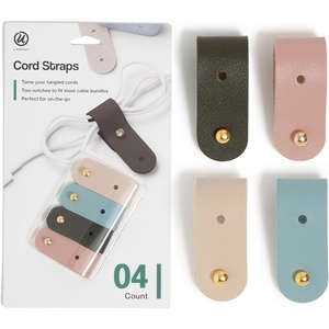 U Brands Vegan Leather Cord Straps, Set of 4 Cable Ties, Cable Management, Office Desk Accessories, Office Supplies, Assorted Colors