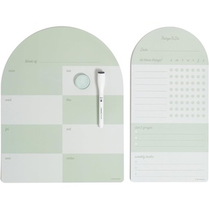 U Brands Vinyl Magnetic Calendar Whiteboard Planner Value Pack, 11″ x 14″ Weekly Planner & 7″ x 14″ Reminder Checklist, Dry Erase Board for Fridge, Sage Green, Includes Marker & Magnet