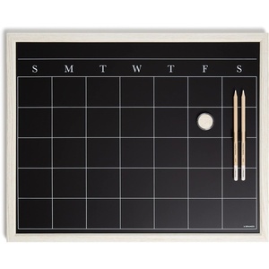 U Brands White Wash Frame Chalkboard Calendar White Board Set, Office Supplies, with Magnet, Chalk Pencils 16” x 20”, 4 Pieces