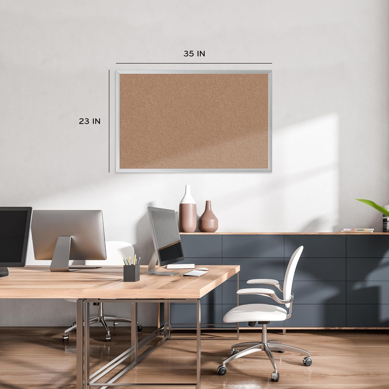 image:imageU Brands Cork Bulletin Board 36 x 36 Inches Silver Aluminum Frame 2877U000124 x 36