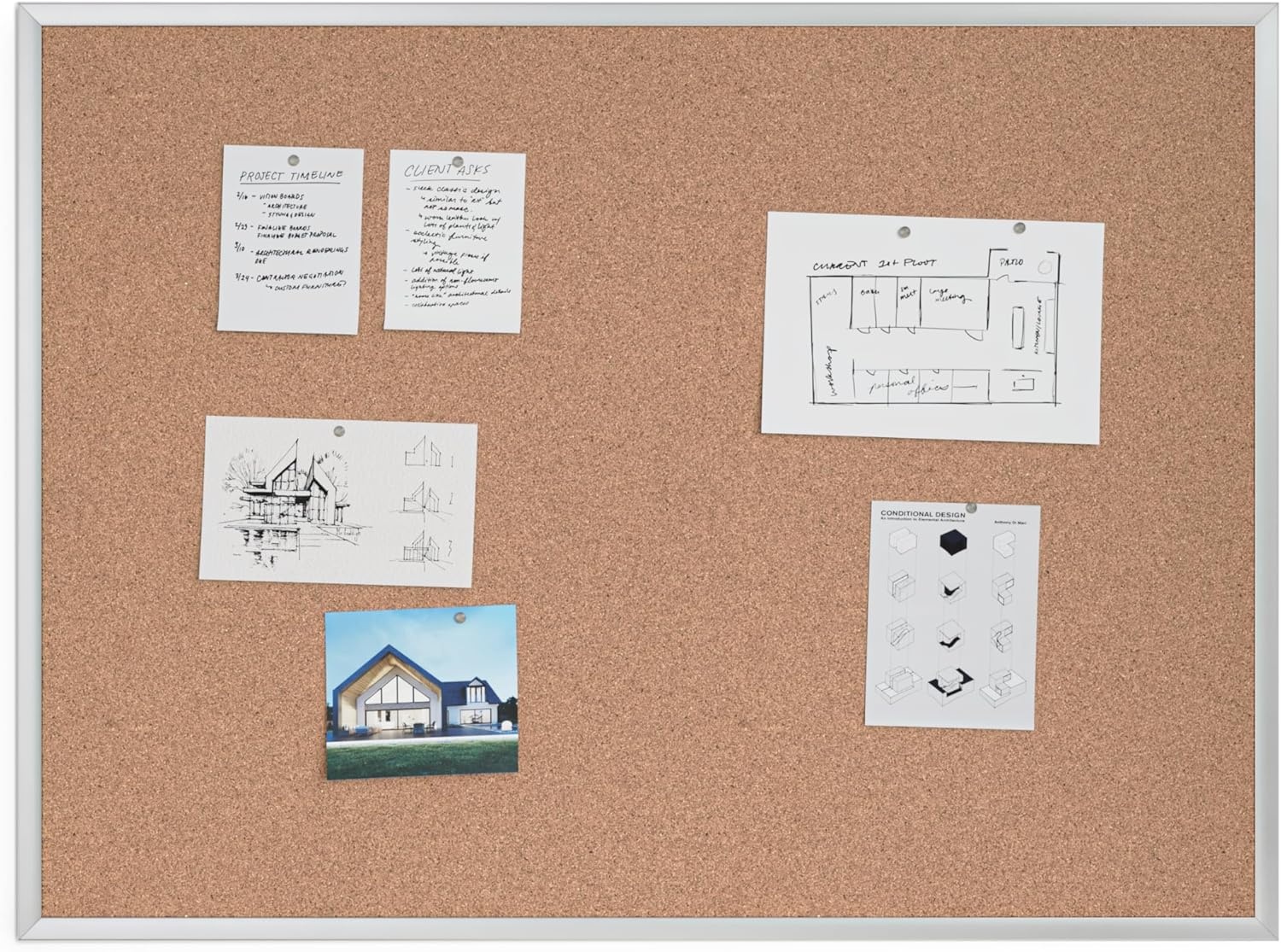 image:imageU Brands Cork Bulletin Board 36 x 36 Inches Silver Aluminum Frame 2877U000136 x 48