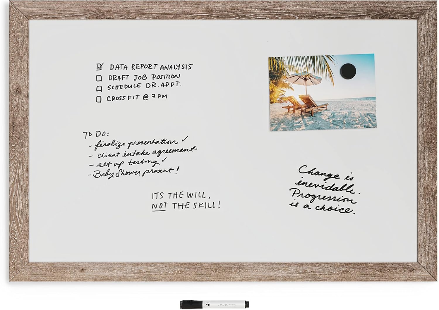 image:imageU Brands Decor Magnetic Dry Erase Board White Board 48 x 72 Inches Rustic Wood Frame36W x 24H