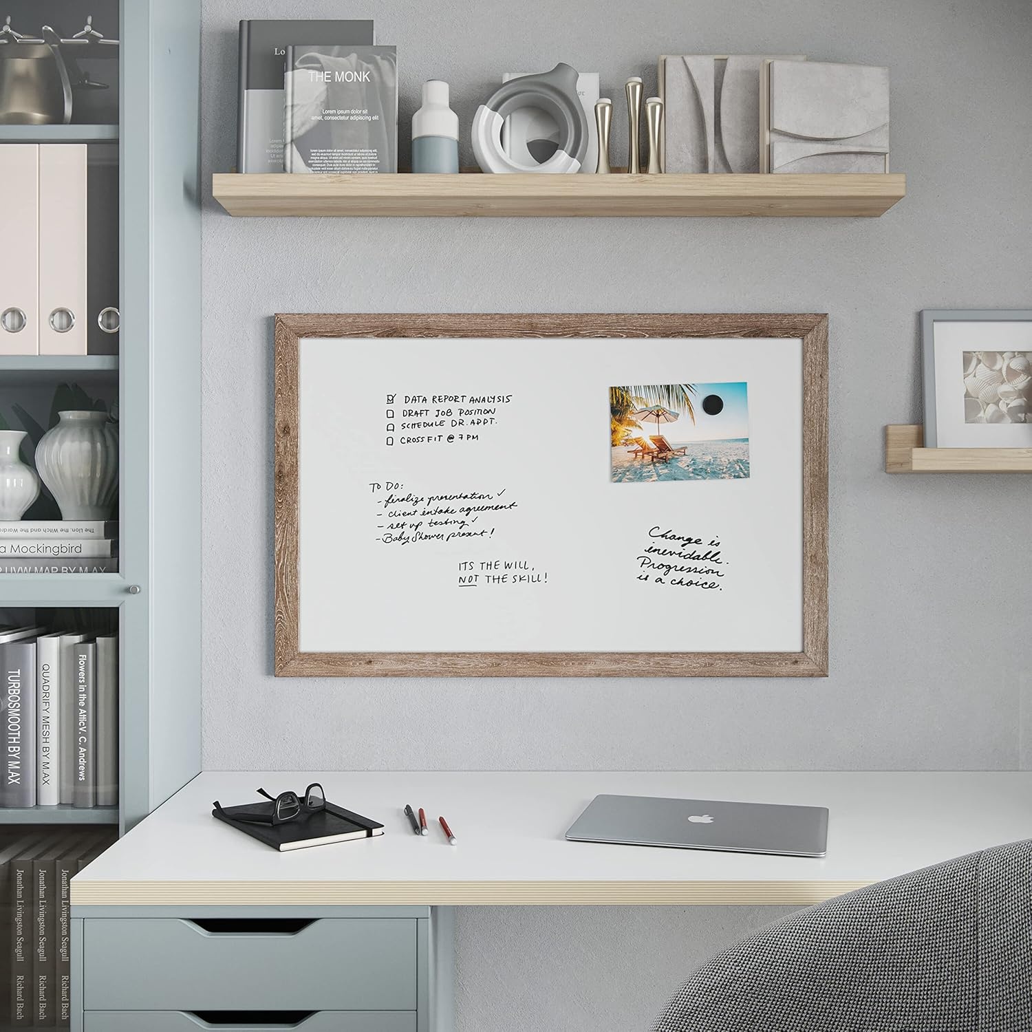 image:imageU Brands Decor Magnetic Dry Erase Board White Board 48 x 72 Inches Rustic Wood Frame36W x 24H