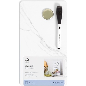 U Brands Magnetic Dry Erase Whiteboard, 5.5″ x 10″ Small White Board, Frameless Marble Print, Includes Dry Erase Marker & Magnet, Perfect for Office Desk, Home, Fridge, and Locker