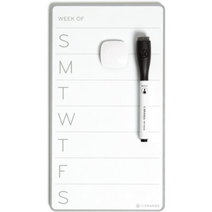 U Brands Magnetic Weekly Calendar Whiteboard, 5.5″ x 10″ Small White Board, Gray Frame, Includes Dry Erase Marker & Magnet, Perfect for Office Desk, Home, Fridge, and Locker