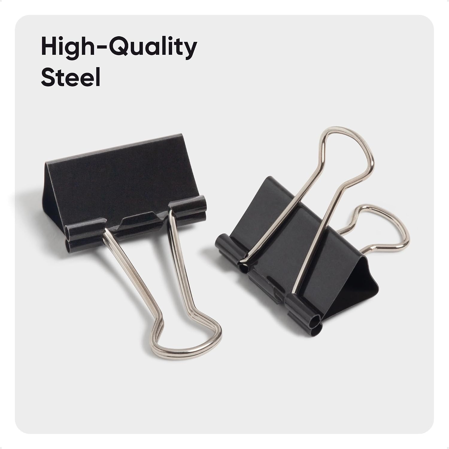 image:imageU Brands Binder Clips Large 2Inch Width 1Inch Paper Holding Capacity Black and Silver Steel 12CountMedium