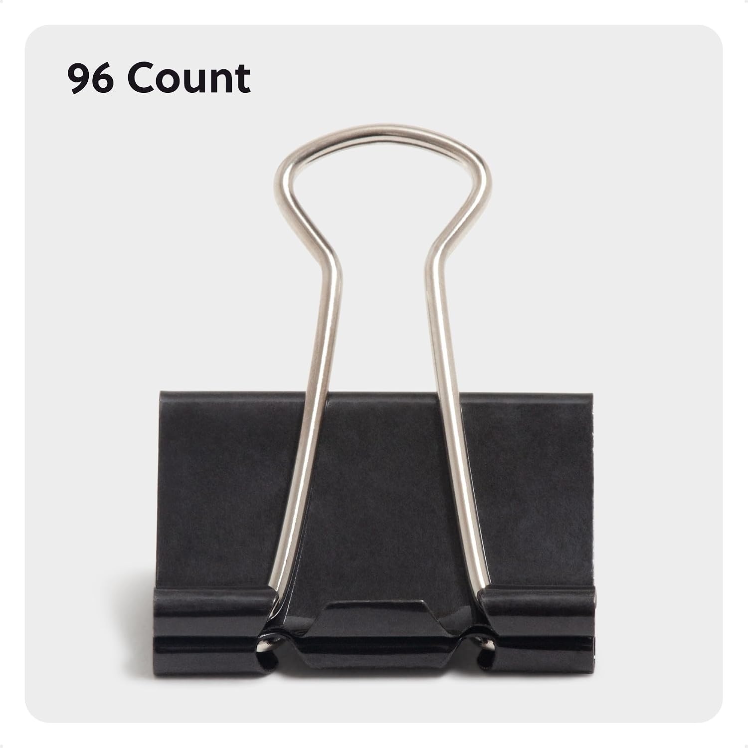 image:imageU Brands Binder Clips Large 2Inch Width 1Inch Paper Holding Capacity Black and Silver Steel 12CountMedium