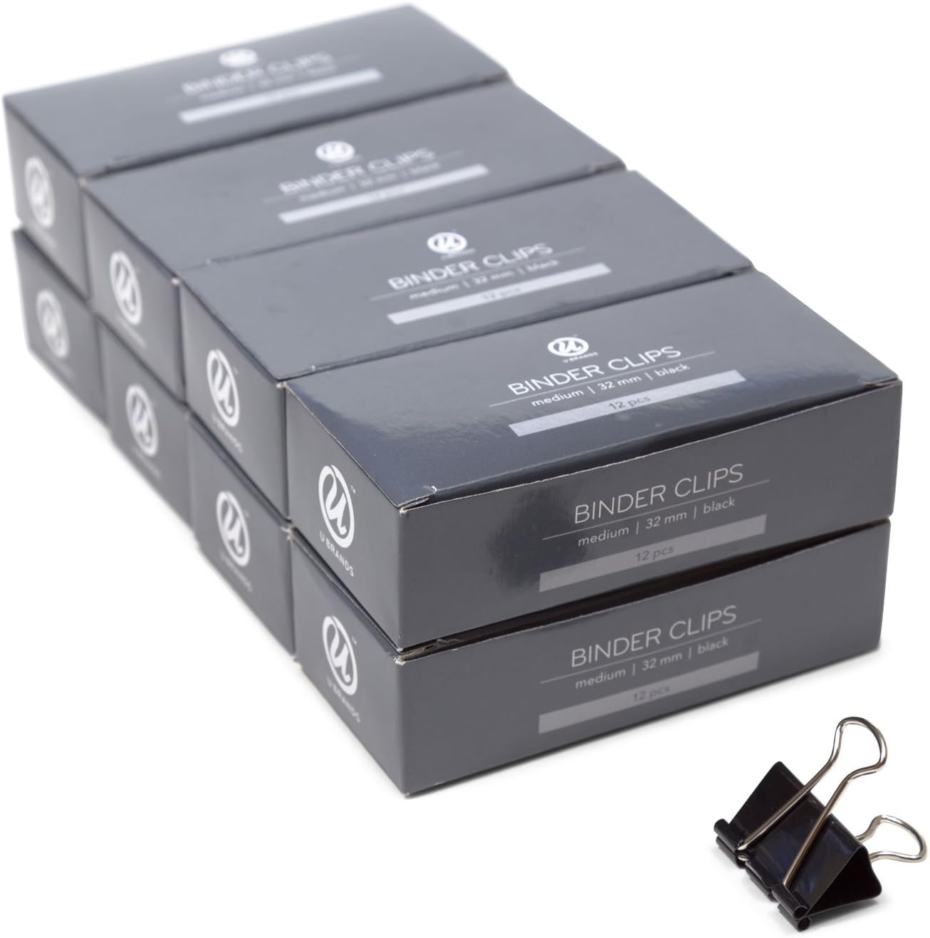 image:imageU Brands Binder Clips Large 2Inch Width 1Inch Paper Holding Capacity Black and Silver Steel 12CountMedium
