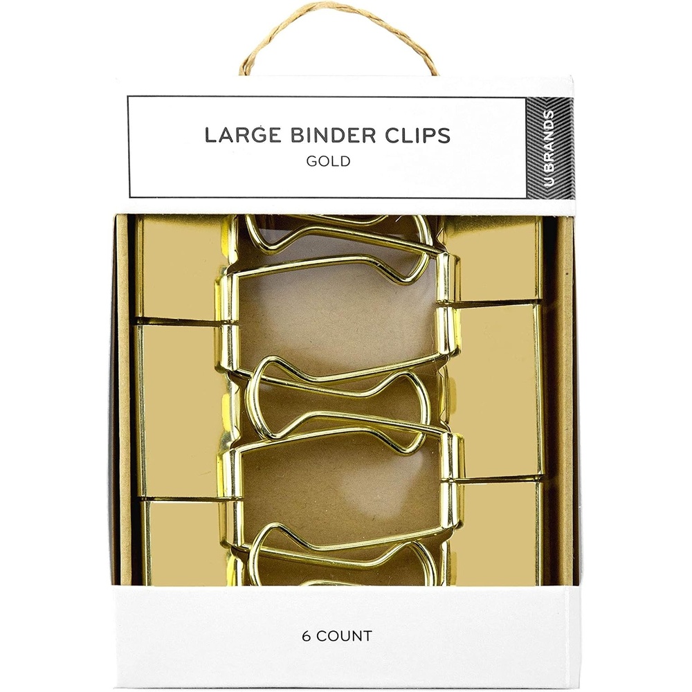 image:imageU Brands Binder Clips Large 2Inch Width 1Inch Paper Holding Capacity Black and Silver Steel 12CountLarge