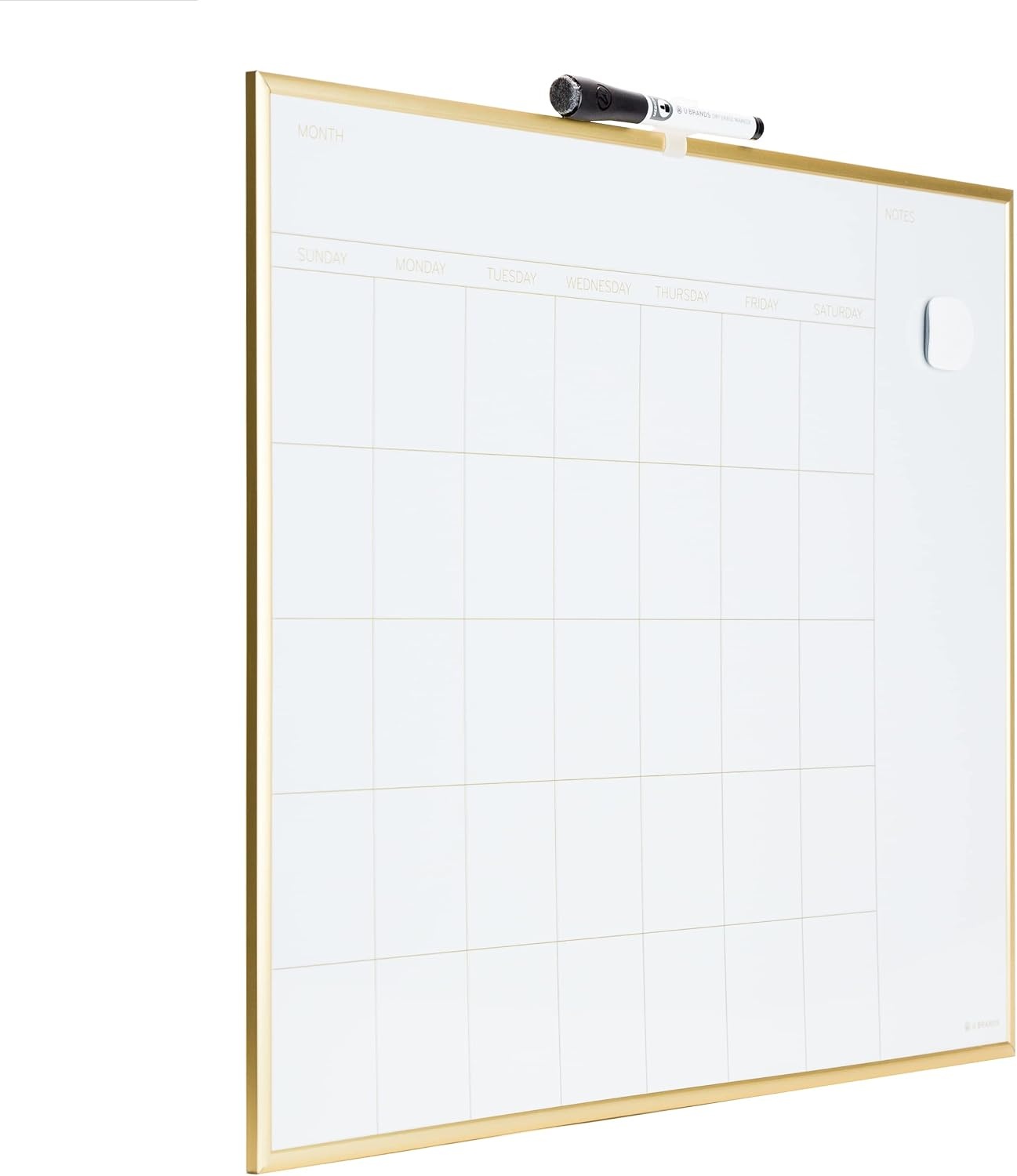 image:imageU Brands Monthly Calendar Magnetic Dry Erase White Board Gold Aluminum Frame 16 x 20 6710U0001Gold