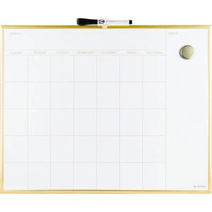 U Brands Dry Erase Calendar White Board with Gold Aluminum Frame Set, Office Supplies, with Magnet and Marker, 16” x 20”, 3 Pieces